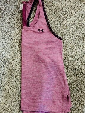 Under Armour Pink Heather Racerback Tank with Branded Trim